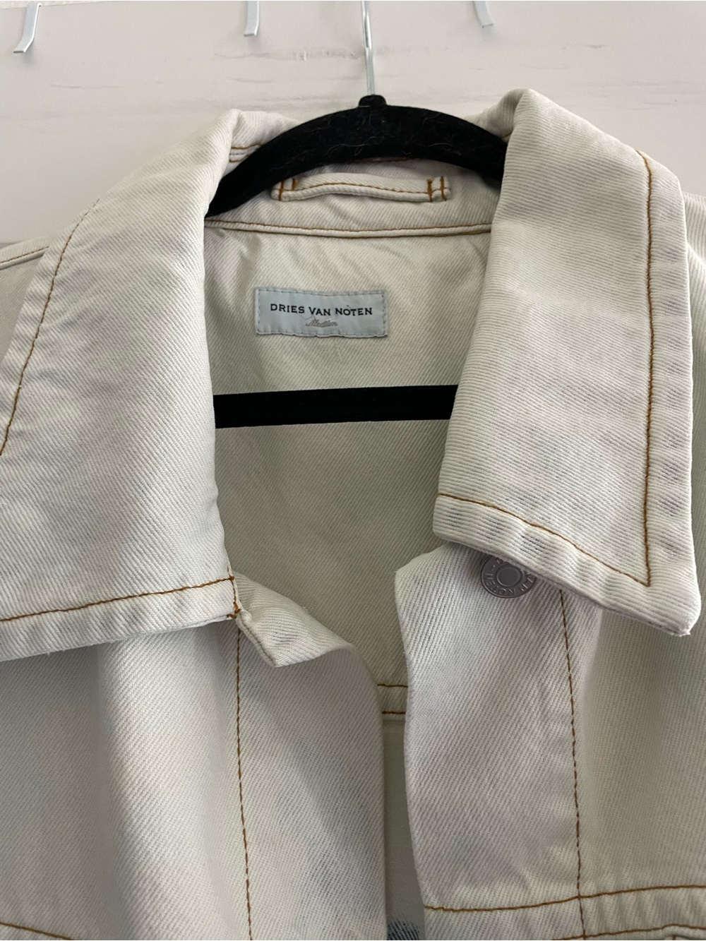 Dries Van Noten Blue and Off White Vega Denim Jacket - Picture 3 of 7